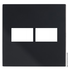 PLACA 4X4 2 MODULOS HORIZONTAL COM SUPORTE - RECTA BLACK SATIN